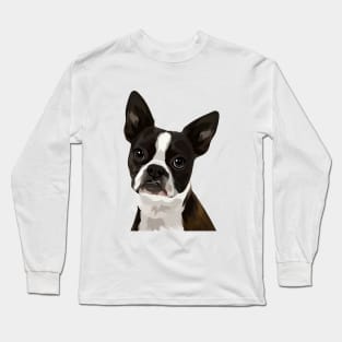 Boston Terrier Illustration Long Sleeve T-Shirt